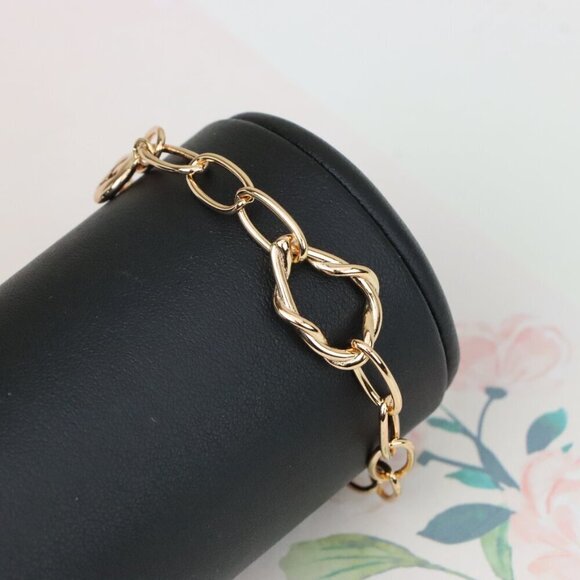 "Chunky Twisted Chain Rose Gold Bracelet with Adjustable Length, XPBL1141 - Picture 9 of 12